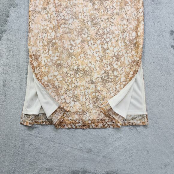 NEW Revolve BCBGeneration Dress Size M Tan Animal Print Cutout Ruched Mesh Lined - Picture 2 of 11